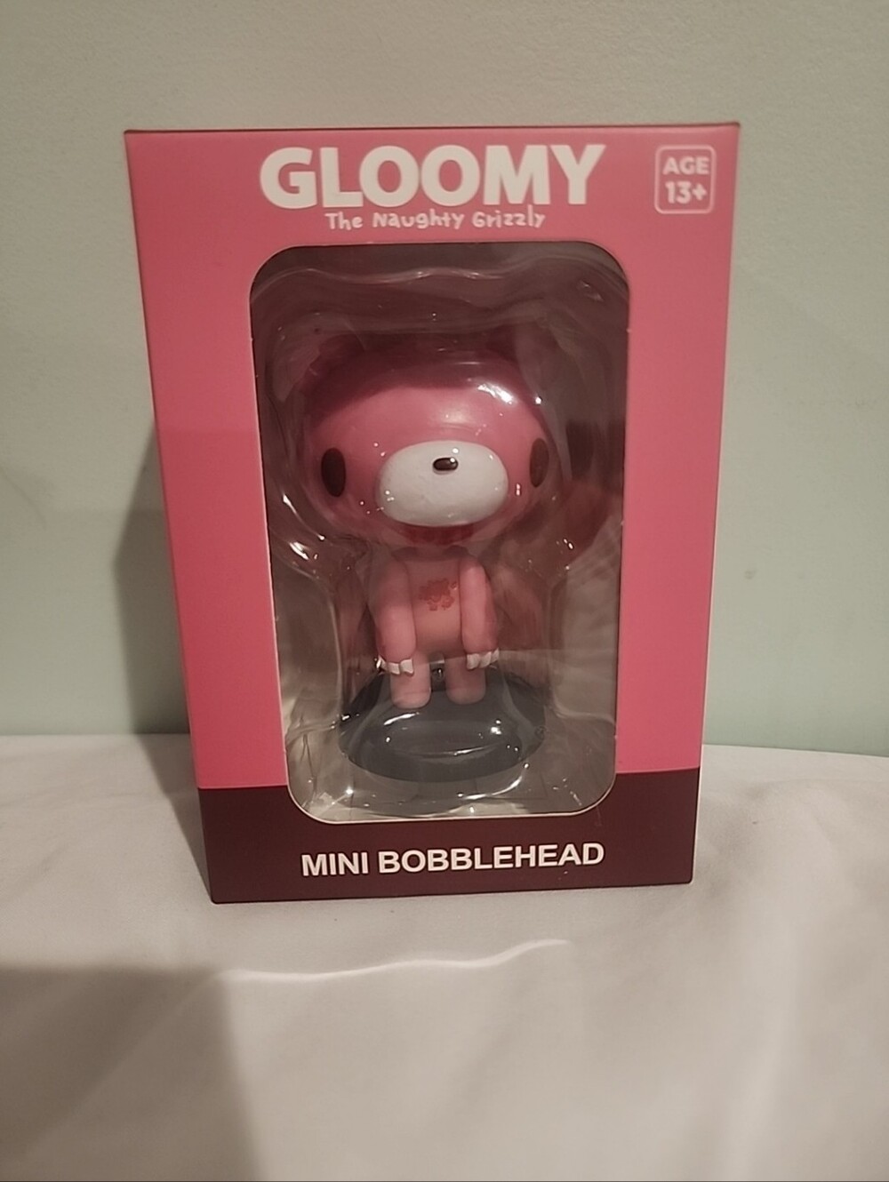 Culturefly Pink Gloomy Bear The Naughty Grizzly Mini Bobblehead NIB Mori Chack